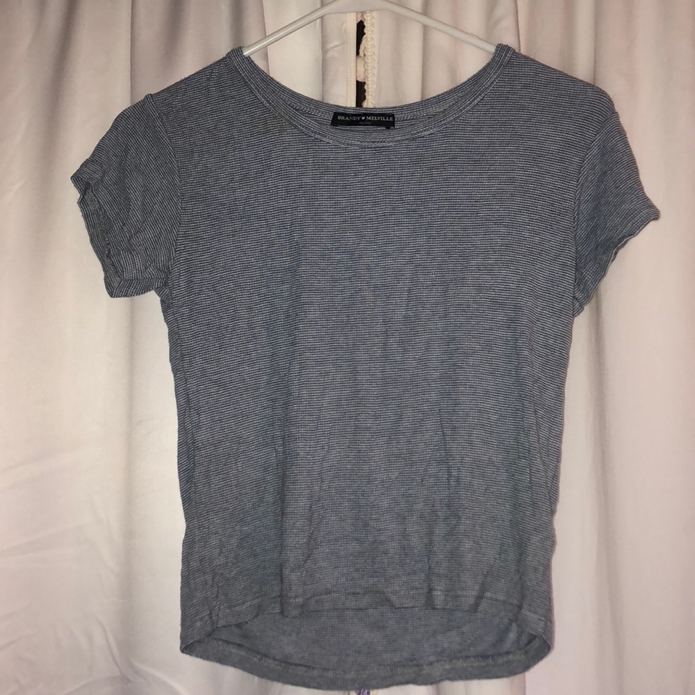 light blue and white striped t-shirt